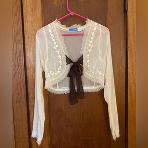 dELiA*s Cropped Embroidered Tie Cardigan from 2000’s